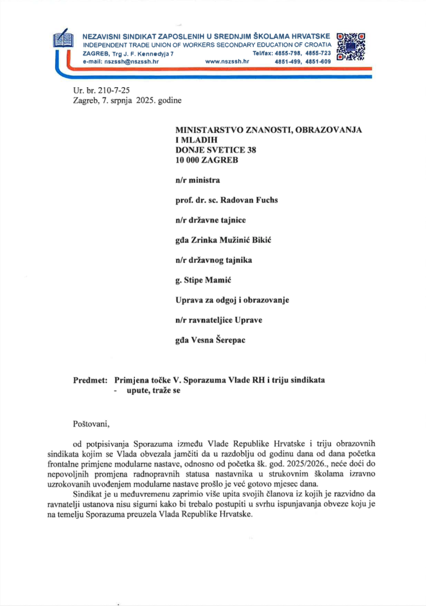 Primjena točke V. Sporazuma- upute 1